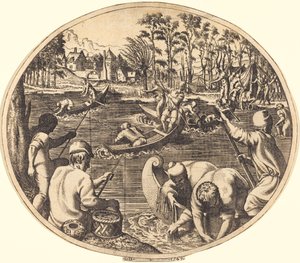 Horgász jelenet alkotó: Léon Davent after Francesco Primaticcio