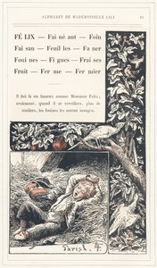 Felix, Lay, Széna, Fácán, Levél, Faner, Menyét, Füge, Eper, Gyümölcs, Farm, Gazda, 19. oldal - Ábécé Lili kisasszony, L. Froelich és egy apa (maga Hetzel) által. Bibliotheque  Magasin d