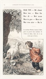 Martin, Mechant, Mouton, Mill, Tuesday, Sparrow, Mountain, Rise, Chestnut, Mais, 26. oldal - Lili kisasszony ábécéje, L. Froelich és egy apuka (maga Hetzel). Bibliotheque  Magasin d