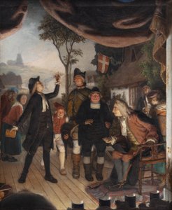 Ludvig Holberg részt vesz Erasmus Montanus című darabjának próbáján, IV. felvonás, 2. jelenet alkotó: Lorenz Frølich