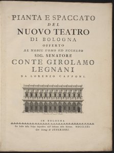 Az új bolognai színház terve és keresztmetszete alkotó: Lorenzo Capponi, after Antonio Galli Bibiena