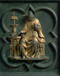Északi kapu (a Kereszt kapujának nevezik északon), külső részlet: Nagy Szent Gergely. Lorenzo Ghiberti (1378-1455) bronzszobra alkotó: Lorenzo Ghiberti