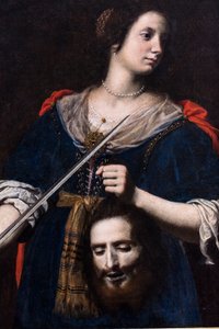 Judit kezében Holofernész fejével