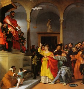 Szent Lúcia oltára. Szent Lucia a bíró előtt