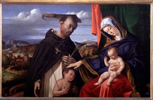 Madonna és gyermeke Veronai Szent Péterrel alkotó: Lorenzo Lotto