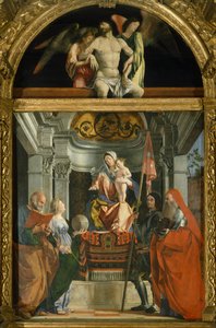 Madonna és szentek, Lorenzo Lotto (kb. 1480-1556), olaj, vászon alkotó: Lorenzo Lotto