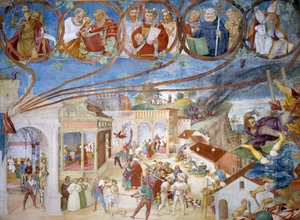 Szent Borbála mártíromsága, részlet a Szent Borbála történeteiből alkotó: Lorenzo Lotto