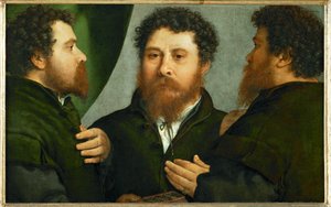 Aranykovács portréja három nézetben (festmény, vászon) alkotó: Lorenzo Lotto