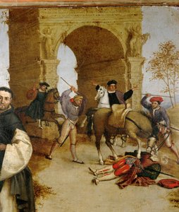 Szent Domonkos feltámasztja Napoleone Orsinit, Fossanova bíboros unokaöccsét. alkotó: Lorenzo Lotto