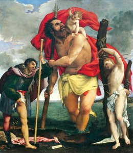 Szent Kristóf Szent Rocco és Sebastian között alkotó: Lorenzo Lotto