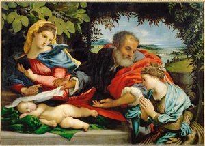 A Szent Család Alexandriai Szent Katalinnal (festmény, vászon) alkotó: Lorenzo Lotto