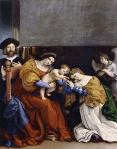 Szent Katalin misztikus házassága az adományozó Niccolò Bonghival, 1523. alkotó: Lorenzo Lotto