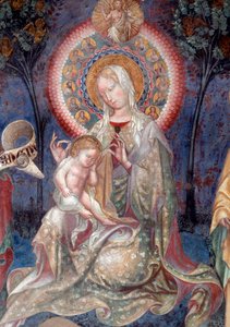 Szűz és gyermek Keresztelő Szent Jánossal és Szent Jakab apostollal, részlet (Fresco
