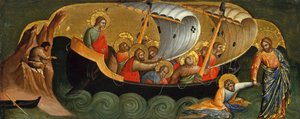 Krisztus megmenti Pétert a vízbe fulladó Predella Paneltől, 1370 körül.