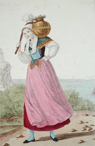 Cherbourg régió tejtermelőlánya, 1820 körül (színes litó) alkotó: Louis-Marie (after) Lante