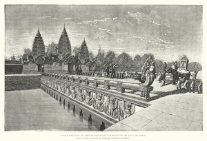 Preah Khan khmer templomának keleti bejárata, Angkor, Kambodzsa (metszet) alkotó: Louis (after) Delaporte