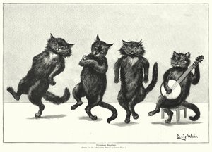 Táncoló macskák (litho) alkotó: Louis (after) Wain