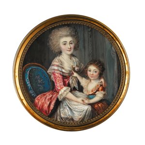 Egy fiatal hölgy, akit Madame de Genlisnek hívtak, átöleli kisfiát alkotó: Louis-Andre Fabre