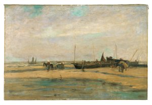 Tengeri táj De Panne-ban alkotó: Louis Artan