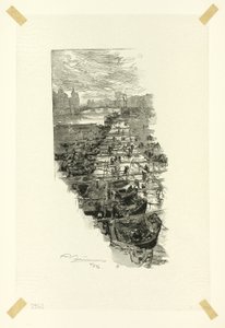 Alma piac, a Pont Louis-Philippe-ről nézve, hetedik lemez a Le Long de la Seine et des Boulevards-ból alkotó: Louis Auguste Lepère