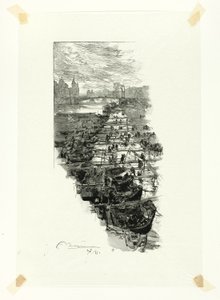 Alma piac, a Pont Louis-Philippe-ről nézve, hetedik lemez a Le Long de la Seine et des Boulevards-ból alkotó: Louis Auguste Lepère