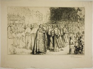 A körmenet visszatérése a nantes-i katedrálisba alkotó: Louis Auguste Lepère