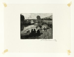 A lovastó a Pont Marie-nál, tizedik tányér a Le Long de la Seine et des Boulevards-ból alkotó: Louis Auguste Lepère