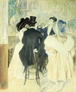 Figurák egy kávézóban (pasztell papíron) alkotó: Louis Auguste Mathieu Legrand