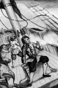 Minden percben arra számítottam, hogy elnyel a metszet M. de Sainson rajza után, amelyet Daniel Defoe (De foe) „Robinson Crusoe” című, 1837-es francia kiadású könyvéhez írt.