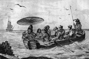 Így hát otthagytam a szigetmetszetet M. de Sainson rajza nyomán Daniel Defoe (De foe) „Robinson Crusoe” című 1837-es francia kiadásához.