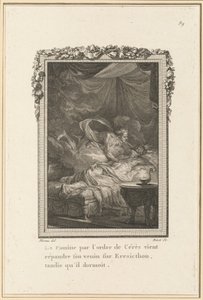 A Ceres parancsára kitört éhínség mérgét terjeszt Eresicthonra, miközben ő aludt alkotó: Louis Binet after Jean Michel Moreau