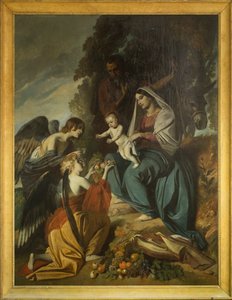 Angyalok táplálják a Szent Családot. Olaj, vászon, Louis Boulanger (1806-1867), a Sens-székesegyház hajója