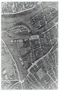 Párizs terve, „Plan de Turgot” néven ismert, Claude Lucas metszet, 1734-39 (metszet) (bw fotó) (részlet)
