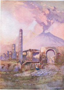 Pompeii: Vezúv a távolban, a Hutchinsons festői Európájából, a Hutchinson & Son kiadásában, 1930 körül