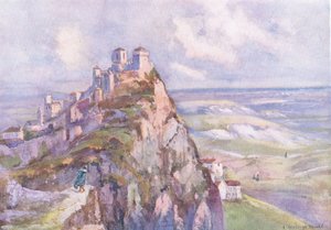 San Marino, Hutchinson festői Európájából, a Hutchinson & Son kiadásában, 1930 körül (színes litó)