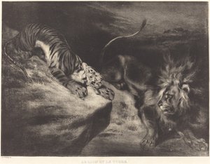 Az oroszlán és a tigris alkotó: Louis Candide Boulanger after Eugène Delacroix