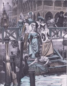 Zöld libák, illusztráció a Boccaccio Dekameronból, a Navarre Society 1930-as évekből (litho)
