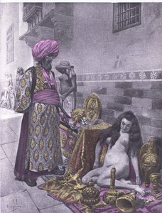 Osbech és a foglyok, illusztráció a Boccaccio Dekameronból, a Navarra Társaság által kiadott 1930-as évek (litho)
