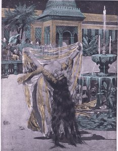 Babalon táncoló lányának Soldanja, Boccaccio Dekameronjának illusztrációja, a Navarre Society kiadása, 1930-as évek (litho) alkotó: Louis Chalon