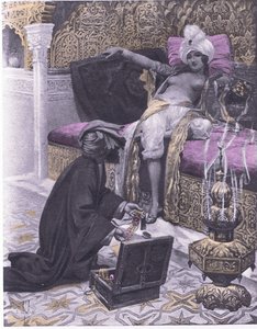 Tunisz királyának lánya, Boccaccio Dekameron illusztrációja, a Navarre Society kiadása 1930-as években (litho)