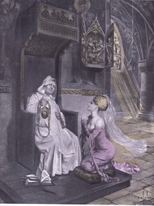 A hölgy és a szerzetes, illusztráció a Boccaccio Dekameronból, a Navarre Society kiadása, 1930-as évek (litho)