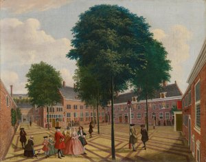 A leprások otthonának nagy udvara, 1735 alkotó: Louis Chalon