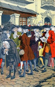 Tömeg a Law Bank előtt alkotó: Louis Charles Bombled