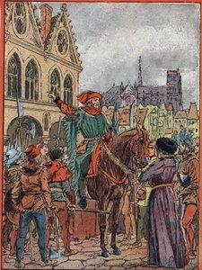 Etienne Marcel, prevot des marchands (1315-1358), aki 1357 júliusában megvásárolta a Place de Greve-i Maison des Pillars-t (Etienne Marcel politikus, a párizsi kereskedők prépostja megvásárolta az úgynevezett Maison aux Pillars-t ("Oszlopok Háza") nevében  alkotó: Louis Charles Bombled