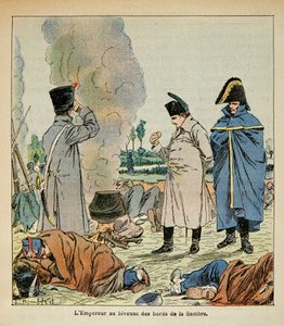 Bombled Louis (1862-1927) illusztrációja Emmanuel de Las Cases (1766-1842) gróf „Szent Heléna emlékműve” című könyvéből: Napóleon egy bivak során katonák kenyerét eszi, Magángyűjtemény alkotó: Louis Charles Bombled