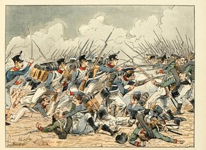 Illusztráció a „Les heros du Siecle” című könyvből, Dick de Lonlay anekdotikus szavai, Louis Bombled (1862-1927) illusztrálta alkotó: Louis Charles Bombled