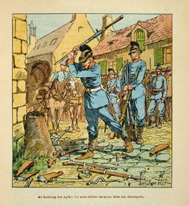 Eugene Sergent, Grenest néven ismert Armee de la Loire, Louis Bombled (1862-1927) illusztrálásával (francia-német háború; 1870-1871-es hadjárat): Orléans városának 1870. októberi elfoglalása után egy bajor altiszt megtörte a vadászokat. (puska maradt alkotó: Louis Charles Bombled