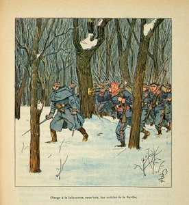 Eugene Sergent, Grenest néven ismert Loire armee, Louis Bombled (1862-1927) illusztrálásával (francia-német háború; 1870-1871 kampány): Le Mans-i csata 1871 januárjában, a Sarthe mobiltelefonjainak betöltése , Magángyűjtemény alkotó: Louis Charles Bombled