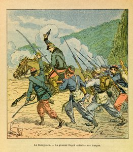 Eugene Sergeant keleti hadereje, Grenest mellett, Louis Bombled (1862-1927) illusztrálásával (francia-német háború; 1870-1871-es hadjárat): Dupre tábornok vezeti embereit az 1870. októberi La Bourgonce-i csatában, Magángyűjtemény