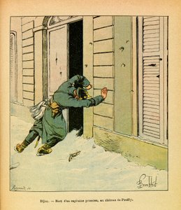 Eugene Sergeant keleti hadereje, Grenest, Louis Bombled (1862-1927) rajza (francia-német háború; 1870-1871-es hadjárat): Egy porosz kapitány halála a Chateau de Pouilly-ban, magángyűjtemény alkotó: Louis Charles Bombled